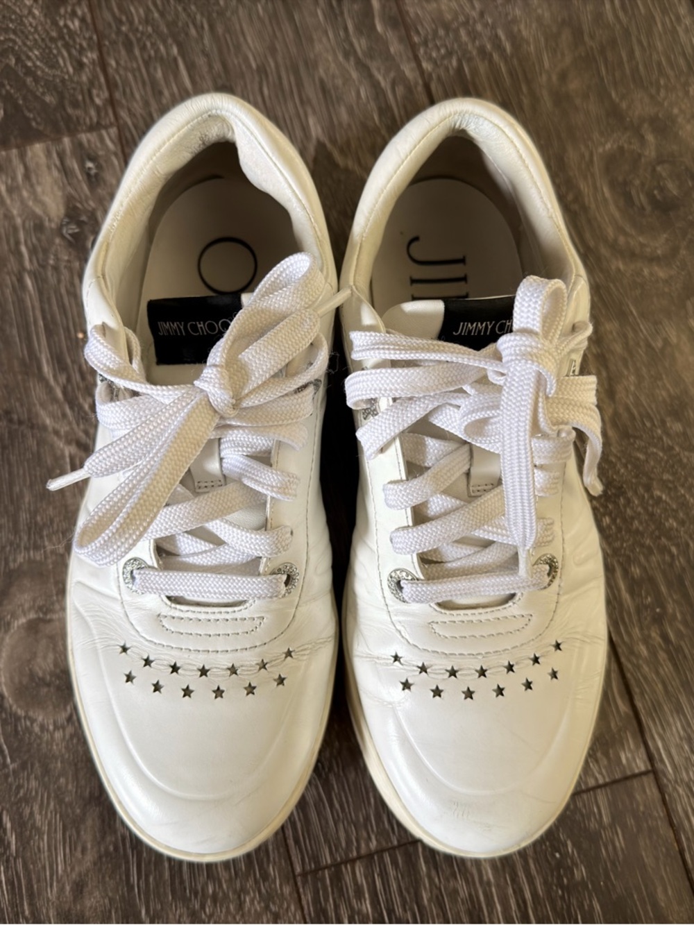 Jimmy Choo White Leather Star-Detail Women's Sneakers